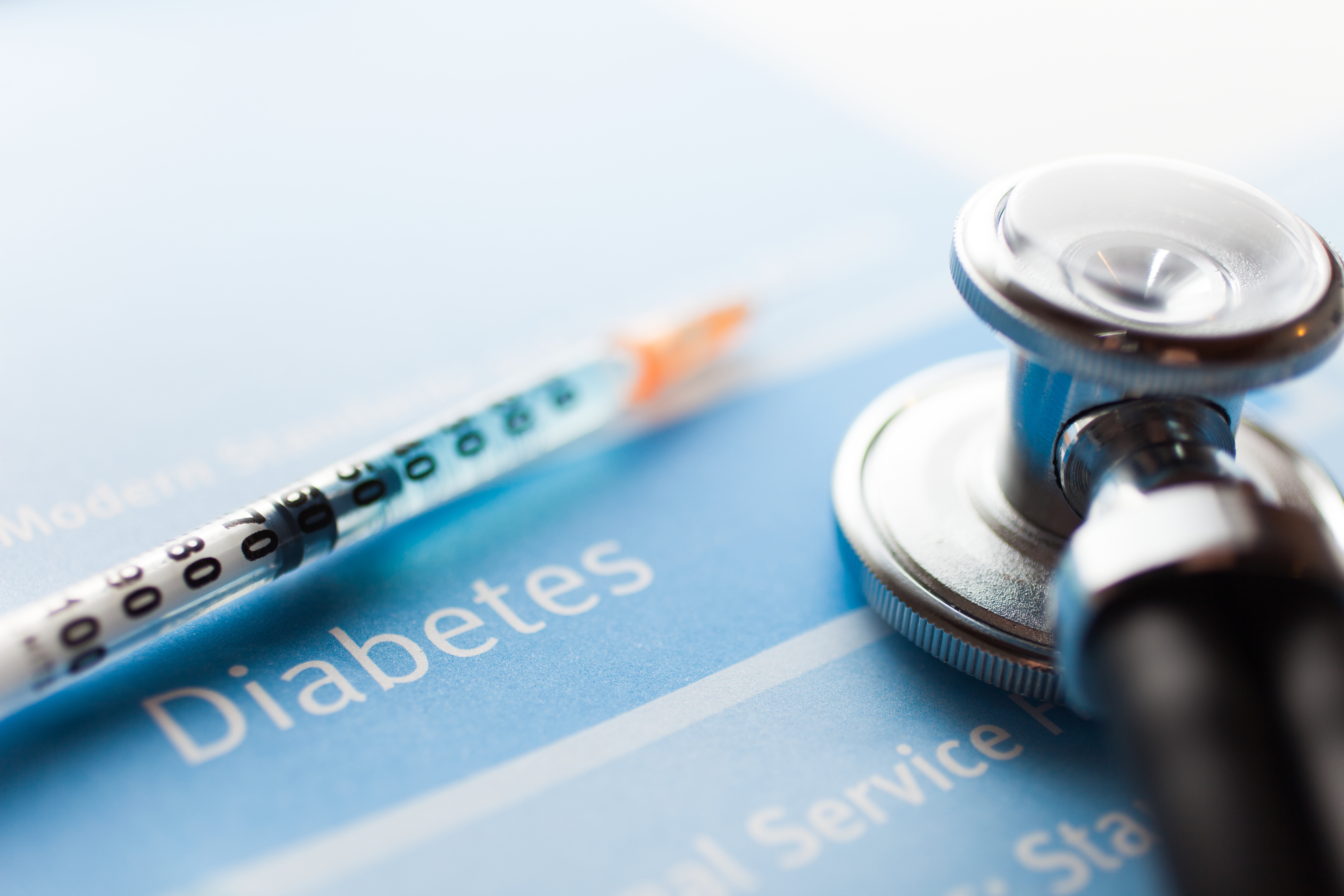 Diabetes insulin needle and stethoscope