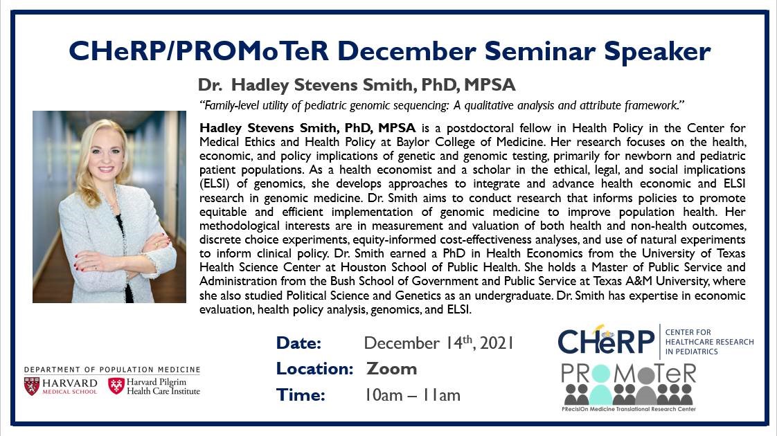 CHeRP/PROMoTeR Seminar - December