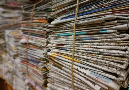 blurred close up of newspapers