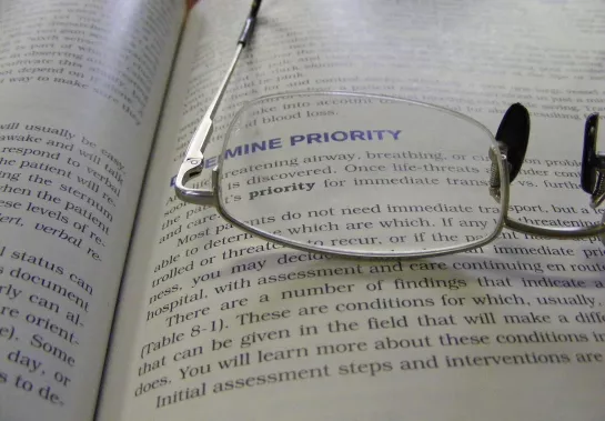 glasses on medical journal article