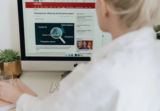 woman at desktop computer