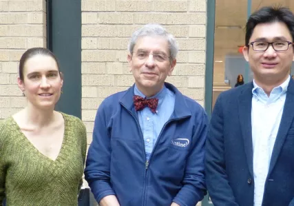 2017 Ebert Awardees, pictured left to right: Gordon Moore, Marie-France Hivert, Darren Toh, Anita Wagner, with Dept. Chair Richard Platt, Middle