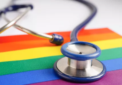 Stethoscope on a pride flag